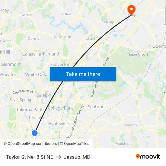 Taylor St Ne+8 St NE to Jessup, MD map