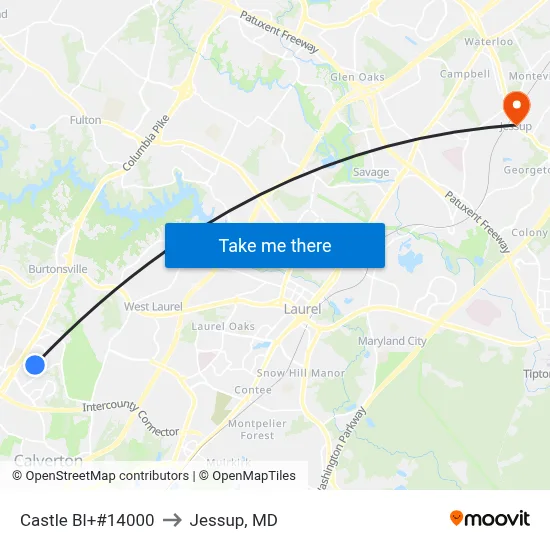 Castle Bl+#14000 to Jessup, MD map