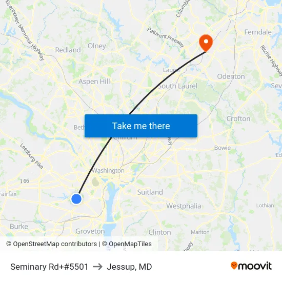 Seminary Rd+#5501 to Jessup, MD map