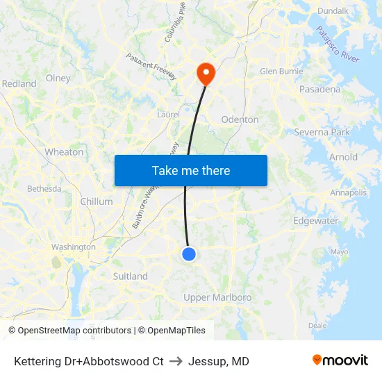 Kettering Dr+Abbotswood Ct to Jessup, MD map
