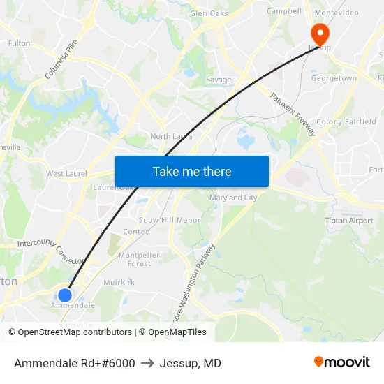 Ammendale Rd+#6000 to Jessup, MD map