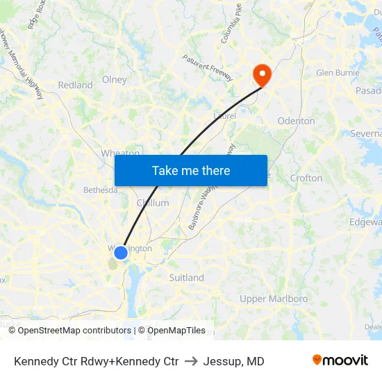 Kennedy Ctr Rdwy+Kennedy Ctr to Jessup, MD map
