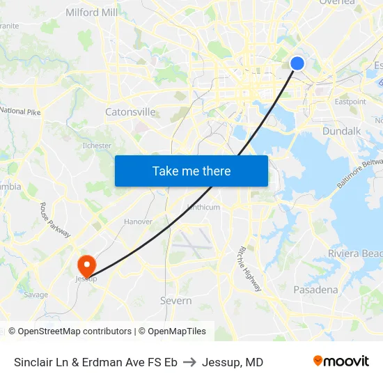 Sinclair Ln & Erdman Ave FS Eb to Jessup, MD map
