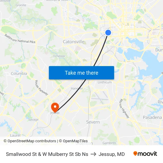 Smallwood St & W Mulberry St Sb Ns to Jessup, MD map