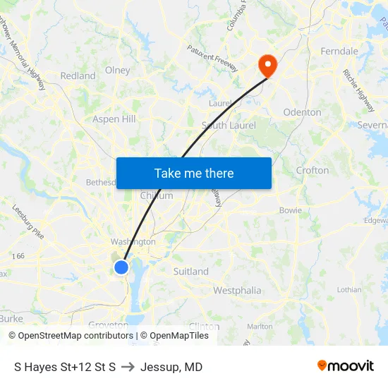 S Hayes St+12 St S to Jessup, MD map