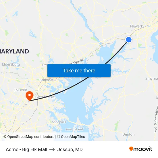 Acme - Big Elk Mall to Jessup, MD map