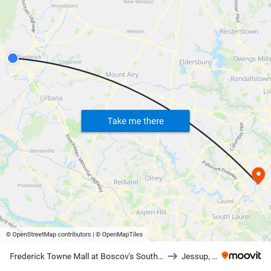 Frederick Towne Mall at Boscov's South Entrance to Jessup, MD map