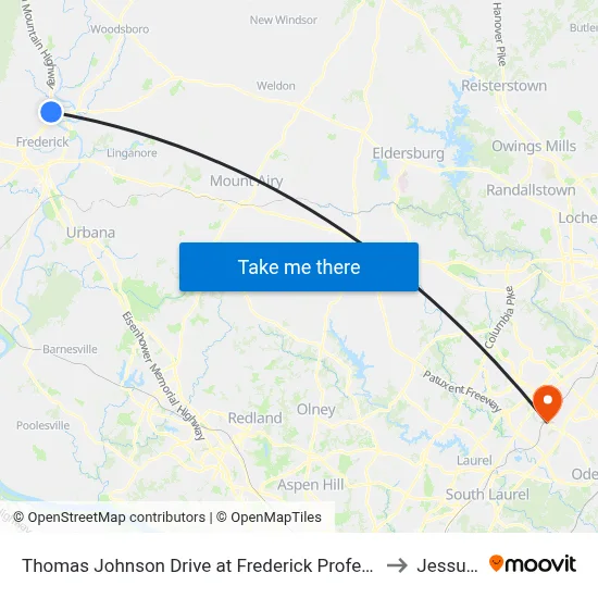 Thomas Johnson Drive at Frederick Professional Group (61 Tj Dr.) to Jessup, MD map