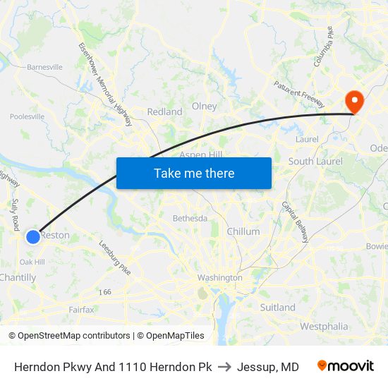 Herndon Pkwy And 1110 Herndon Pk to Jessup, MD map