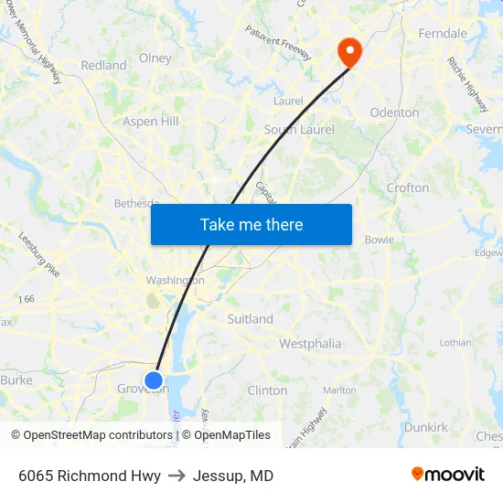 6065 Richmond Hwy to Jessup, MD map
