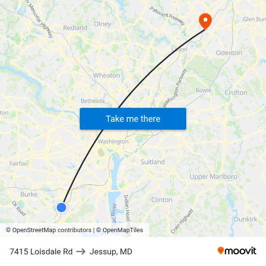 7415 Loisdale Rd to Jessup, MD map