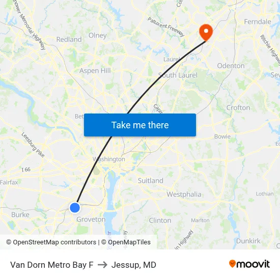 Van Dorn Metro Bay F to Jessup, MD map