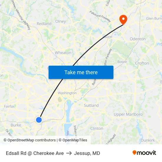 Edsall Rd @ Cherokee Ave to Jessup, MD map