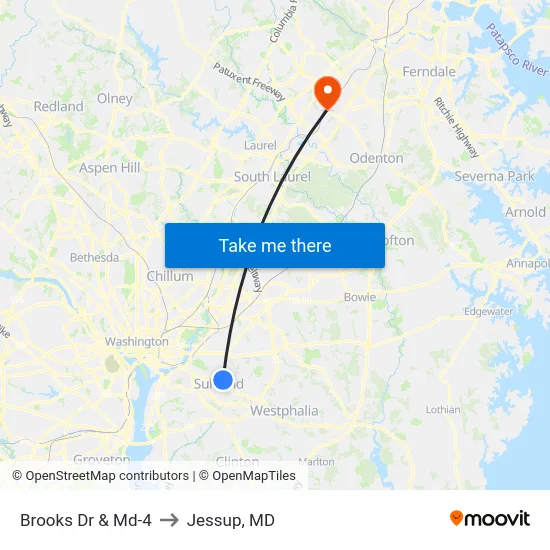 Brooks Dr & Md-4 to Jessup, MD map