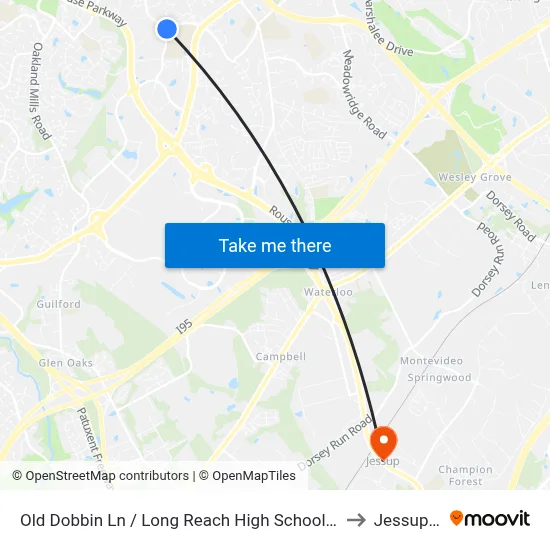 Old Dobbin Ln / Long Reach High School (Northbound) to Jessup, MD map