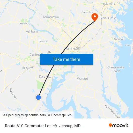 Route 610 Commuter Lot to Jessup, MD map