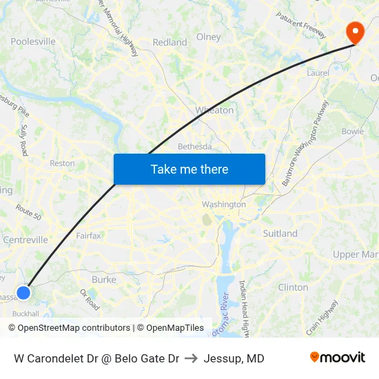 W Carondelet Dr @ Belo Gate Dr to Jessup, MD map