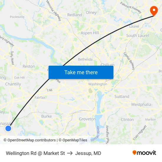 Wellington Rd @ Market St to Jessup, MD map