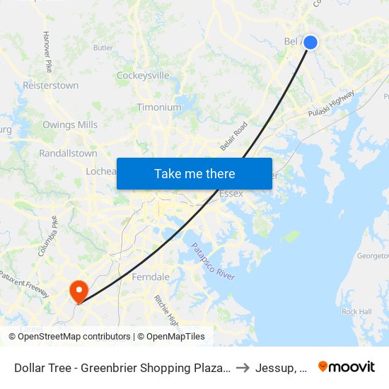 Dollar Tree - Greenbrier Shopping Plaza - Wb to Jessup, MD map