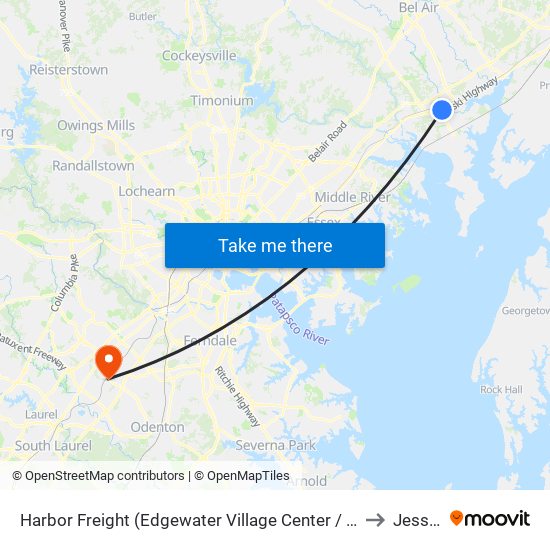 Harbor Freight (Edgewater Village Center / 1807 Pulaski Hwy / Stop Is on Us 40) to Jessup, MD map