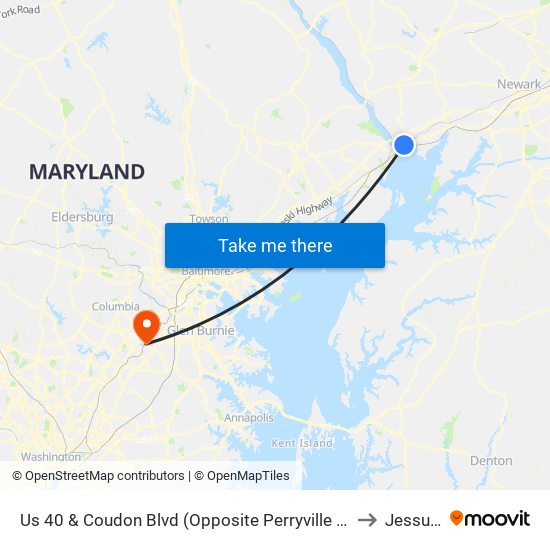 Us 40 & Coudon Blvd (Opposite Perryville Station Shopping Center) to Jessup, MD map