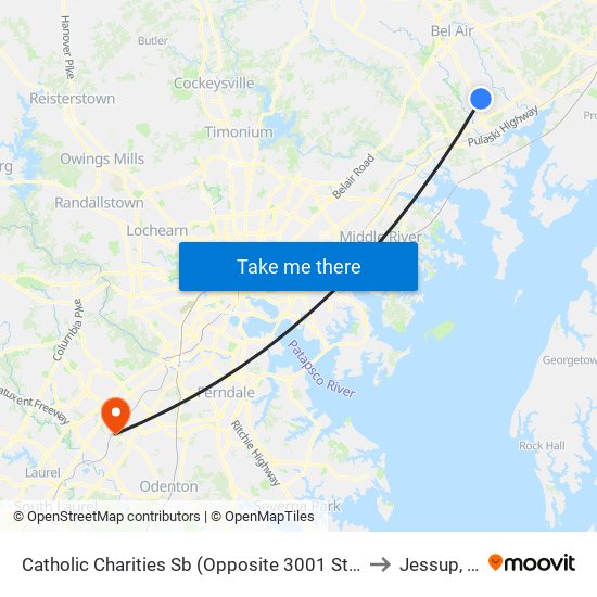 Catholic Charities Sb (Opposite 3001 St. Clair Ln) to Jessup, MD map