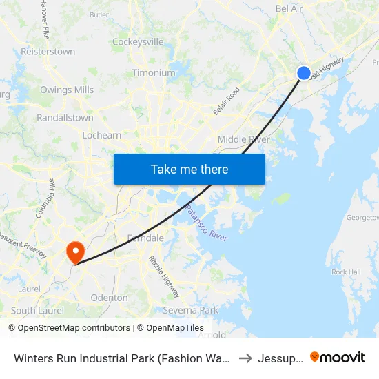 Winters Run Industrial Park (Fashion Way & Fashion Ct) to Jessup, MD map