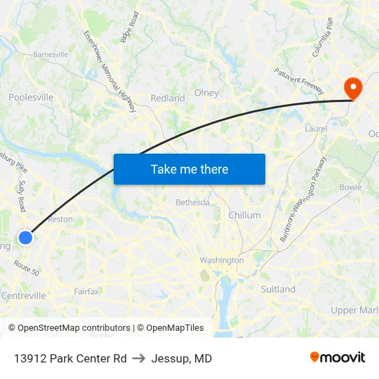 13912 Park Center Rd to Jessup, MD map