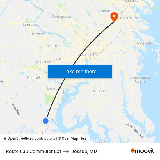 Route 630 Commuter Lot to Jessup, MD map