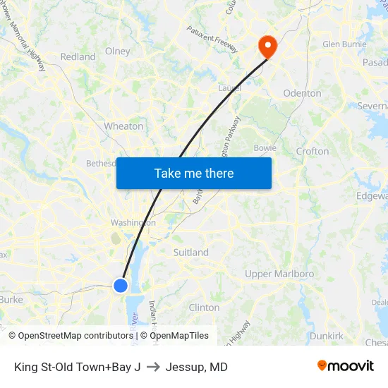 King St-Old Town+Bay J to Jessup, MD map