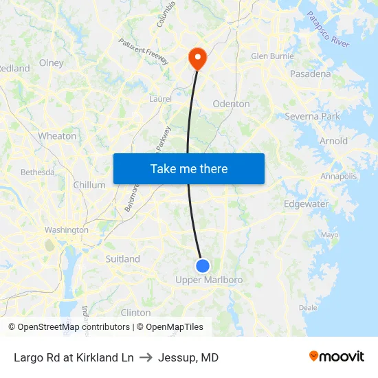 Largo Rd at Kirkland Ln to Jessup, MD map