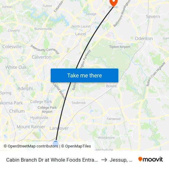 Cabin Branch Dr at Whole Foods Entrance to Jessup, MD map