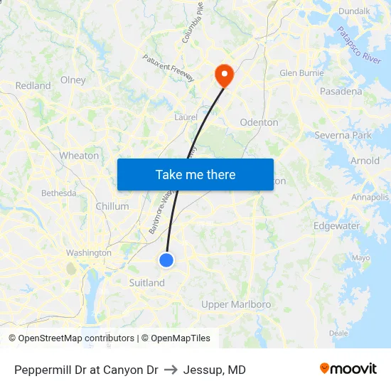 Peppermill Dr at Canyon Dr to Jessup, MD map