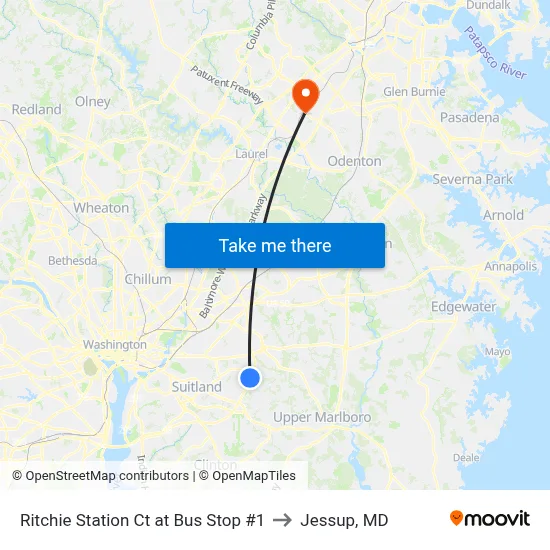 Ritchie Station Ct at Bus Stop #1 to Jessup, MD map