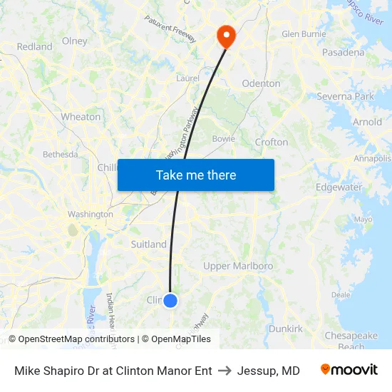 Mike Shapiro Dr at Clinton Manor Ent to Jessup, MD map