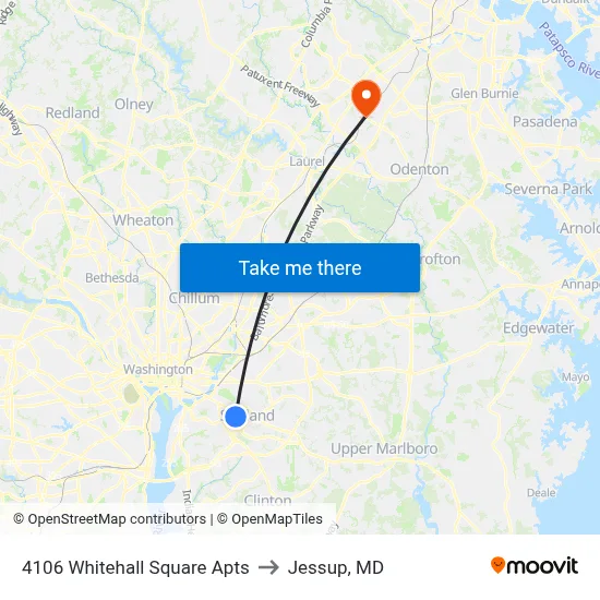 4106 Whitehall Square Apts to Jessup, MD map