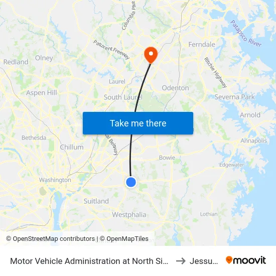 Motor Vehicle Administration at North Side Of Mva Building to Jessup, MD map