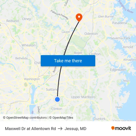 Maxwell Dr at Allentown Rd to Jessup, MD map