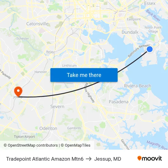 Tradepoint Atlantic Amazon Mtn6 to Jessup, MD map