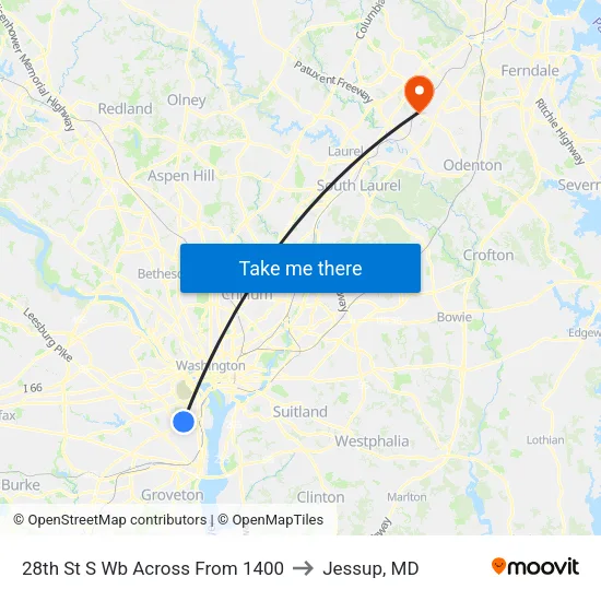 28th St S Wb Across From 1400 to Jessup, MD map