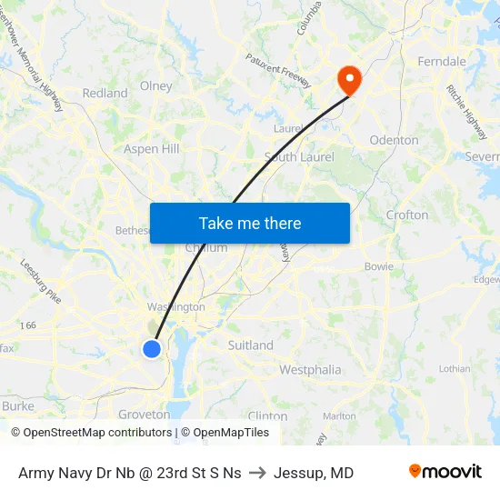 Army Navy Dr Nb @ 23rd St S Ns to Jessup, MD map