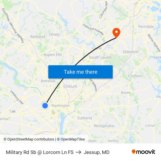 Military Rd Sb @ Lorcom Ln FS to Jessup, MD map