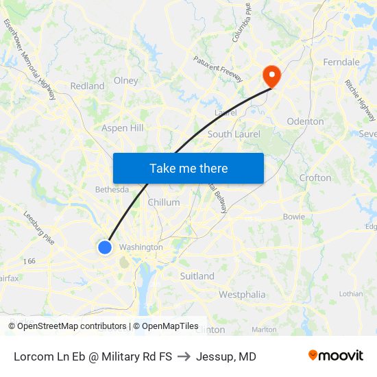 Lorcom Ln Eb @ Military Rd FS to Jessup, MD map