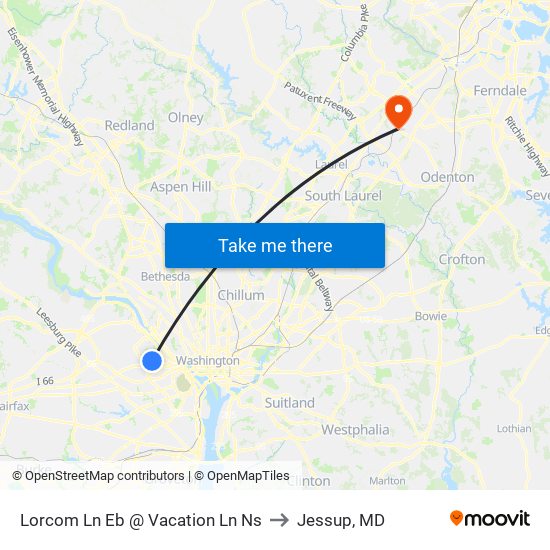 Lorcom Ln Eb @ Vacation Ln Ns to Jessup, MD map