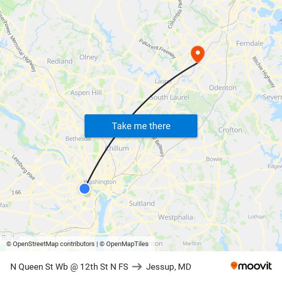 N Queen St Wb @ 12th St N FS to Jessup, MD map