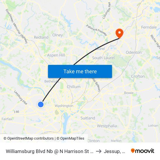 Williamsburg Blvd Nb @ N Harrison St Ns to Jessup, MD map