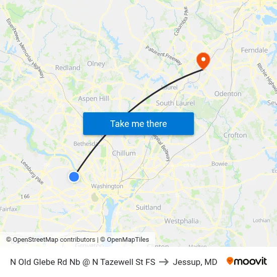 N Old Glebe Rd Nb @ N Tazewell St FS to Jessup, MD map