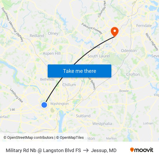 Military Rd Nb @ Langston Blvd FS to Jessup, MD map