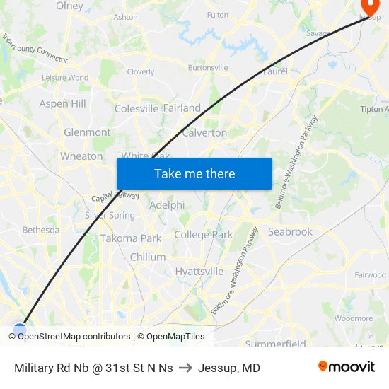 Military Rd Nb @ 31st St N Ns to Jessup, MD map