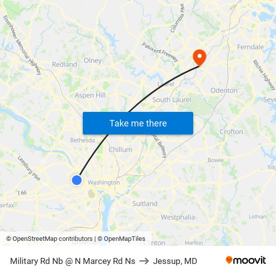 Military Rd Nb @ N Marcey Rd Ns to Jessup, MD map